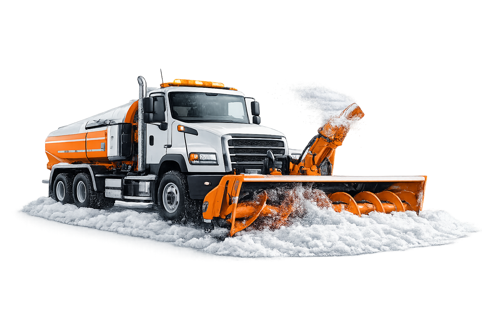 Municipal snow-removal truck clearing snow.